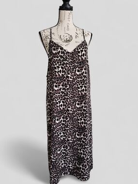 Leopard Print Slip Dress - Taupe/Black